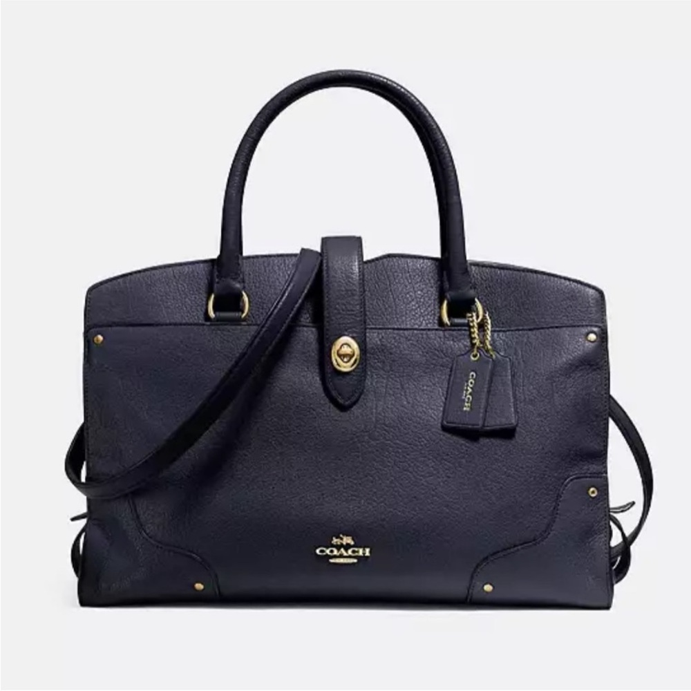Coach Black Leather Mercer Satchel